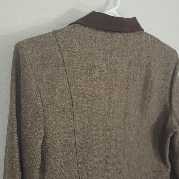 Vintage Cropped Blazer Womens 12 Petite Dorby Brown 80s 90s Preppy Acade… - Picture 10 of 11